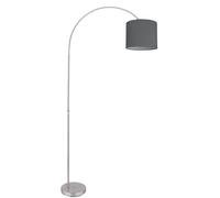 Lampadaire Arch abat-jour tissu Lampadaire incurvé salon Arc lampe gris, réglable en hauteur, 1x E27, LxH 96x195 cm