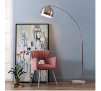 Lampadaire Arquer arc lampe de sol abat-jour nickel marbre blanc VN-L00010BN-EU