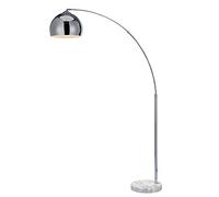Lampadaire Arquer arc lampe de salon abat-jour chromé pied marbre blanc Teamson Home VN-L00010-EU
