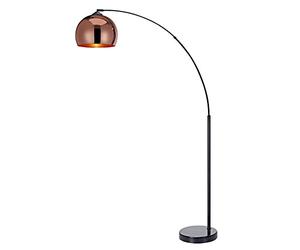 Lampadaire Arquer arc lampe de salon abat-jour rose doré pied marbre noir Teamson Home VN-L00011-EU