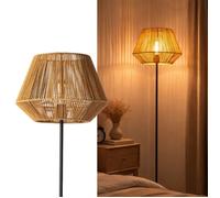 Lampadaire avec Abat-jour en Papier Tressé - Style Naturel Bohème, Douille E27