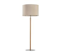 Lampadaire avec abat-jour en pin, crème, 1 x E27