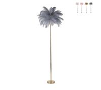 Mauro Ferretti Lampadaire Palm Abat-jour en plumes 3 sources 160 cm Gris