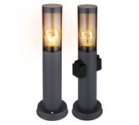 Lampadaire avec douille lampe à douille anthracite colonne à douille en acier inoxydable avec lumière, fumée, 1x douille E27, DxH 7,6x45 cm, lot de 2