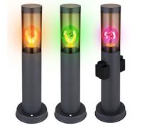 Lampadaire avec douille lampe à douille anthracite colonne à douille en acier inoxydable avec lumière, fumée, contrôle par application, 1x Smart RGB LED 10W 806Lm, DxH 7,6x45 cm, lot de 3