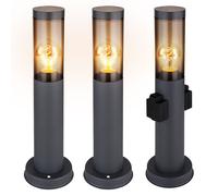 Lampadaire avec douille lampe à douille anthracite colonne à douille en acier inoxydable avec lumière, fumée, 1x douille E27, DxH 7,6x45 cm, lot de 3