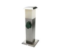 Lampadaire avec douilles, lampe d'extérieur, douilles, distributeur d'énergie avec éclairage, acier inoxydable opale, 1x LED 1,1W 90Lm blanc chaud, LxPxH 15,5x15x40 cm
