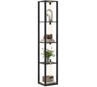 Lampadaire avec étagères - 4 niveaux - dimmable LED variateur d'intensité - interrupteur à pied - pour salon chambre bureau - noir