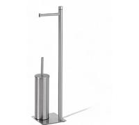Lampadaire avec porte-rouleau et balayette de toilettes en acier inoxydable chromé Trilly