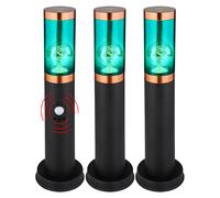 Lampadaire avec télécommande éclairage extérieur fumée avec détecteur de mouvement lampadaire de jardin dimmable, acier inoxydable, LED RGB 8,5W 806Lm blanc chaud, PxH 7,6x45 cm, lot de 3