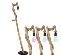 Lampadaire avec télécommande lampadaire dimmable bois noir lampe en bois corde de chanvre style maison de campagne, métal marron, 1x LED RGB 8,5W 806Lm blanc chaud, H 150 cm