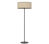 Lampadaire boho noir et beige en rotin, abat-jour cylindrique, 1xE27, 15W