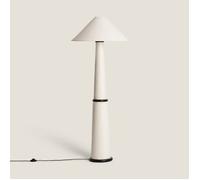 Lampadaire Bois et Tissu Lombe Blanc