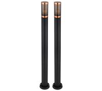 Lampadaire borne lumineuse chemin lumineux lampes de jardin noir IP44 lampadaire balcon, acier inoxydable cuivre, 1x douille E27, DxH 12,7x110cm, lot de 2