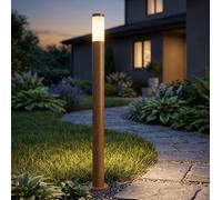 Lampadaire Borne Lumineuse Éclairage D'Extérieur E27 Terrasse Optique Bois Inox