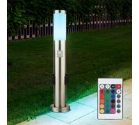 Lampe de socle LED avec prise de courant Lampe d'allée extérieure avec détecteur de mouvement Lampe de jardin LED Borne lumineuse en acier inoxydable, 1x9W LED 1x 4W RGB, DxH 7,6x 60 cm