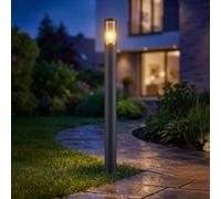 Borne lumineuse d'éclairage extérieur lampes de jardin anthracite IP44, lampadaire patio balcon, acier inoxydable fumé, 1x douille E27, DxH 12,7x110cm