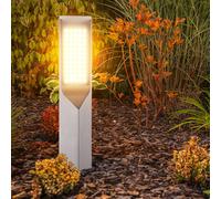 Lampe d'extérieur sur pied en acier inoxydable lampadaire lampe de jardin argentée éclairage de chemin, finition satinée, LED 11W 720Lm blanc chaud, LxPxH 8x8x60 cm