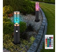 Borne lumineuse dimmable avec télécommande Lampadaire d'extérieur à LED avec détecteur de mouvement, changement de couleur RVB, plastique en acier inoxydable, 8,5W 806lm blanc chaud, DxH 7,6x45 cm, lo
