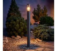 Borne lumineuse d'éclairage extérieur lampes de jardin anthracite IP44, lampadaire patio balcon, acier inoxydable fumé, 1x douille E27, DxH 12,7x110cm