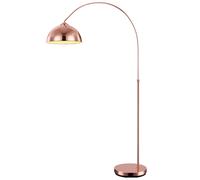 Lampadaire Boule Arche Métal Cuivre Lampadaire courbé Salon Hauteur réglable, abat-jour mobile, 1x E27, H 141-196 cm