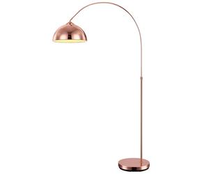 Lampadaire Boule Arche Métal Cuivre Lampadaire courbé Salon Hauteur réglable, abat-jour mobile, 1x E27, H 141-196 cm