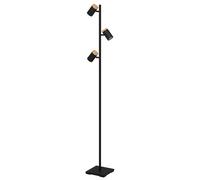 Lampadaire CARTAGENA GU10 3X4,5W en acier et bois noir et marron 0x0x1625mm