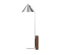 Lampadaire Conique en Aluminium Brossé et Noyer