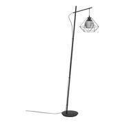 Lampadaire contemporain VERNHAM en acier noir et verre fumé 1xE27