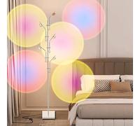 Lampadaire Coucher de Soleil Chromé Réglable à Cinq Têtes Halo Projecteur - 3000K Avec Filtres de Couleur Interchangeables 69in - Lumière d'Ambiance Pour Chambre à Coucher et Salon