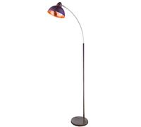 Lampadaire couleur rouille Lampe de salon rétro sur pied or Lampadaire lampe à arc rouille or, télécommande dimmable, RGB LED 8,5W 806Lm blanc chaud, H 155 cm