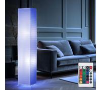 Lampadaire Papier blanc RGB LED Changeur de couleur Télécommande Lampe de salon, interrupteur à pied, 2x RGB LED, H 130 cm