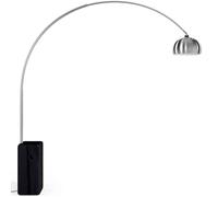 Lampadaire courbe - métal et marbre - Ark Noir