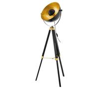 Lampadaire COVALEDA E27 1X60W en bois et acier noir et laiton et or D550mm