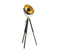 Lampadaire COVALEDA E27 1X60W en bois et acier noir et laiton et or D550mm