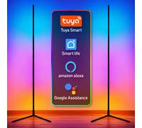 Lampadaire d'angle intelligent RGBIC, application et télécommande Tuya, couleurs et effets réglables, lumière sur pied atmosphérique pour la maison EU Adapter