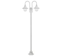 Lampadaire de jardin E27 220 cm Aluminium 2 lanternes Blanc
