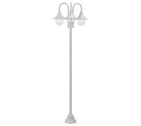 Lampadaire de Jardin E27 220 cm Aluminium 3 Lanternes Blanc Terrasse vidaXL