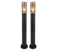 Lampadaire de jardin éclairage extérieur lampe d'extérieur lampadaire éclairage de chemin acier inoxydable, accent cuivre fumée noire, 1x E27, DxH 7,6x80 cm, lot de 2