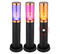 Lampadaire de jardin fumé sur pied avec détecteur de mouvement, contrôle par application CCT, acier inoxydable, Smart RGB LED 8,5W 806Lm, PxH 7,6x45 cm, lot de 3