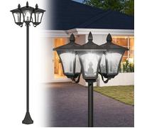 Lampadaire de jardin - Outsunny - extérieur LED solaire capteurs 3 abat-jours étanche IP44 - métal - H.182,5 cm - noir