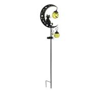 Lampadaire de Jardin Solaire Lanterne Extérieure Éclairage de Cour Balise de Pelouse Fer Résistant à l'Extérieur avec Cadre Lune et Chat et