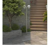 vidaXL Lampadaire de jardin 2 lampes 220 cm LED acier inoxydable et verre Blanc