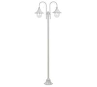 vidaXL Borne d'éclairage de jardin E27 220 cm aluminium 2 lanternes blanc