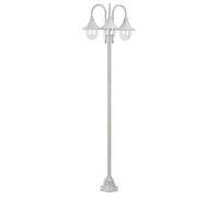 vidaXL Borne d'éclairage de jardin E27 220 cm aluminium 3 lanternes blanc