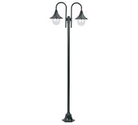 vidaXL Lampadaire de jardin E27 220 cm Aluminium 2 lanternes Vert foncé