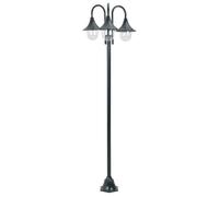 vidaXL Borne d'éclairage de jardin E27 220 cm aluminium 3 lanternes vert foncé