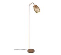 Lampadaire décoratif de sol brun avec abat-jour motif, 1x E27, 10W, métal et bois