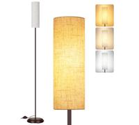 Lampadaire Design en Métal avec Abat-Jour en Lin pour Coin Lecture, Marron | LED 810 lm, Lumière Réglable 3 Niveaux, Base Métal Lourde, Montage Rapide, Ambiance Chaleureuse