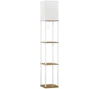 Lampadaire, design moderne, étagères intégrées, marron et blanc